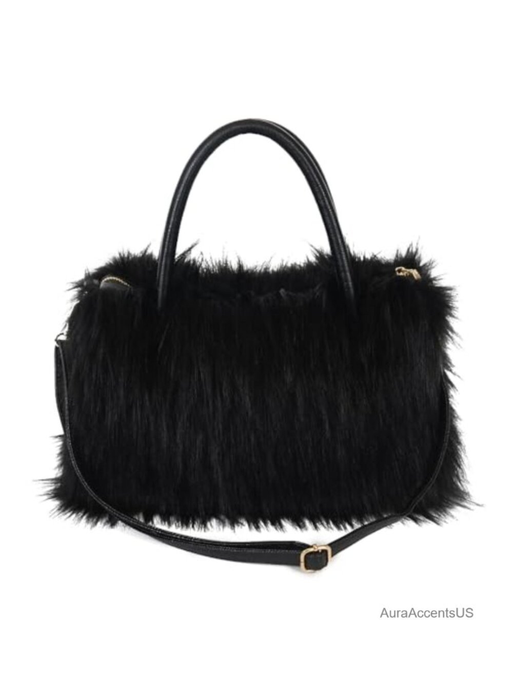 Faux Fur Shoulder Bag Furry Purse Handbag Crossbody with Strap